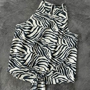 Tie front Zebra print blouse